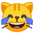 Эмодзи 😹 Кошачье лицо со слезами радости на Google Android