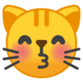 Эмодзи 😽 Целующее кошачье лицо с закрытыми глазами на Google Android