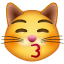 Эмодзи 😽 Целующее кошачье лицо с закрытыми глазами в месседжере WhatsApp