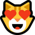 Эмодзи 😻 Улыбающееся лицо кошки с влюбленными глазами на Windows 10 Fall Creators Update