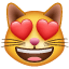 Эмодзи 😻 Улыбающееся лицо кошки с влюбленными глазами в месседжере WhatsApp