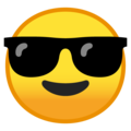 Эмодзи 😎 Лицо в солнцезащитных очках на Google Android