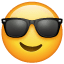 Эмодзи 😎 Лицо в солнцезащитных очках в месседжере WhatsApp