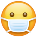 Эмодзи 😷 Лицо в медицинской маске в месседжере WhatsApp