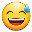 Эмодзи 😅 Улыбающееся лицо в холодном поту с открытым ртом на Samsung