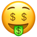Эмодзи 🤑 Денежное лицо с долларами в глазах на Apple iOS